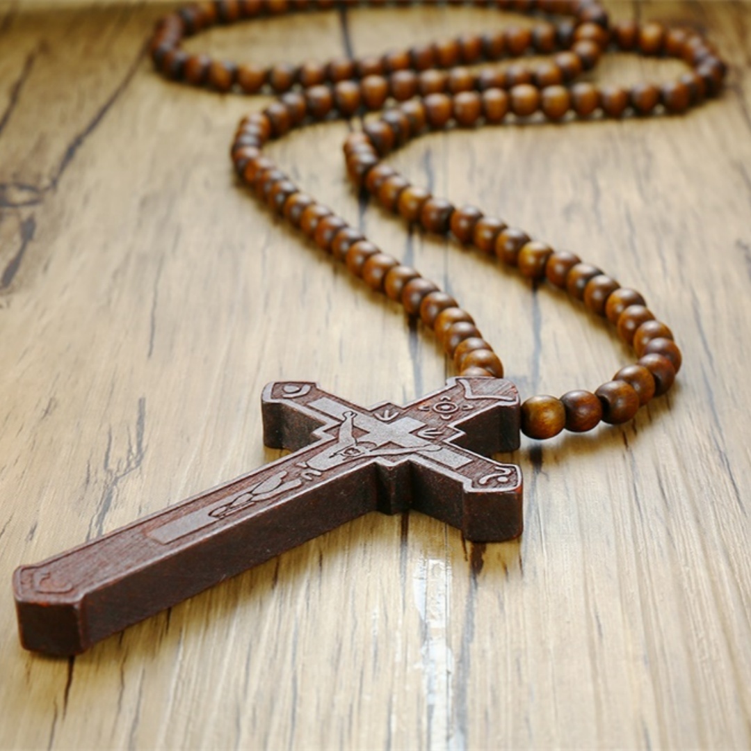 Woodworking Nc - Rozenkrans ketting grote houten Jezus Christus