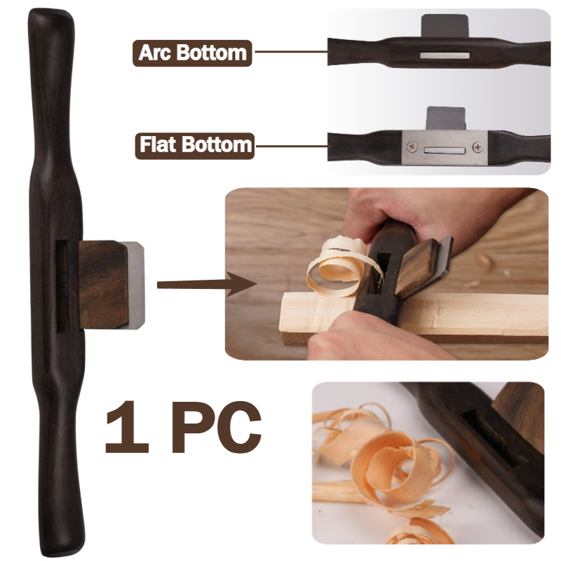Spokeshave Flat - 265mm Houten Platte Ronde Handvat Ebbenhout